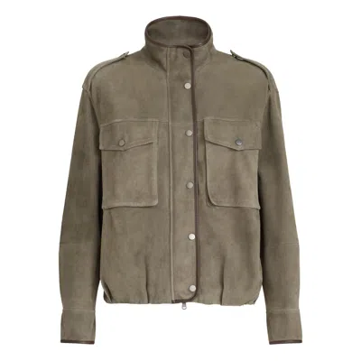 Brunello Cucinelli Leather Jacket In Brown