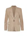 Brunello Cucinelli Single-breasted Wool-blend Blazer In Brown