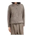 Brunello Cucinelli Leather Jacket In Gray