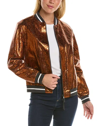Brunello Cucinelli Metallic-effect Bomber Jacket In Brown