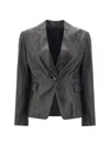 Brunello Cucinelli Black One-breasted Jacket In Leather Woman In Nero