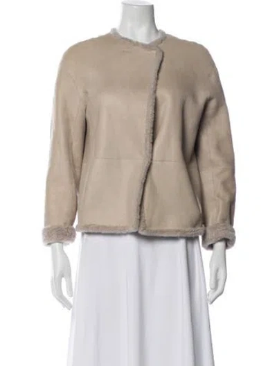 Pre-owned Brunello Cucinelli Leather Jacket In Neutral