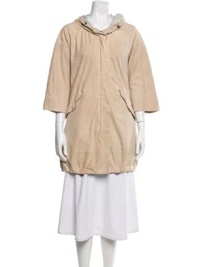 Pre-owned Brunello Cucinelli Leather Jacket In Neutral