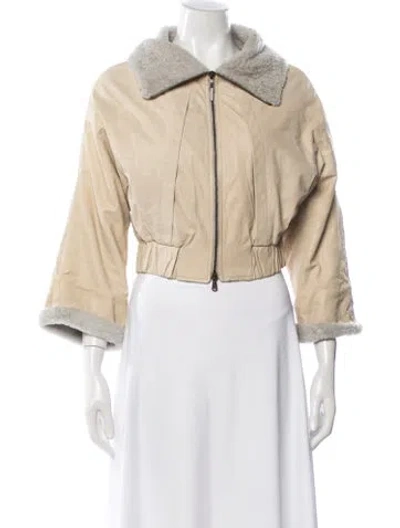 Pre-owned Brunello Cucinelli Leather Jacket In Neutrals