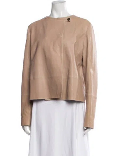 Pre-owned Brunello Cucinelli Leather Jacket In Pink