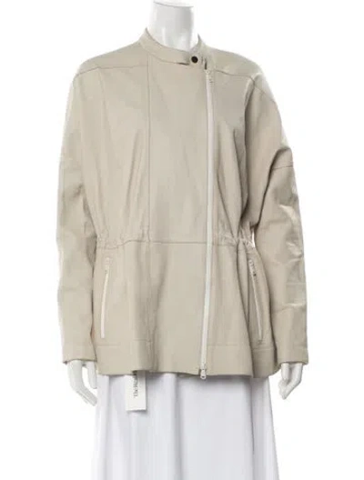 Pre-owned Brunello Cucinelli Leather Jacket In White