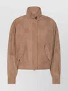 Brunello Cucinelli Leather Jacket With Button Detail And Front Pockets In Brown