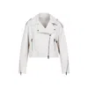 Brunello Cucinelli Cropped Leather Jacket In White