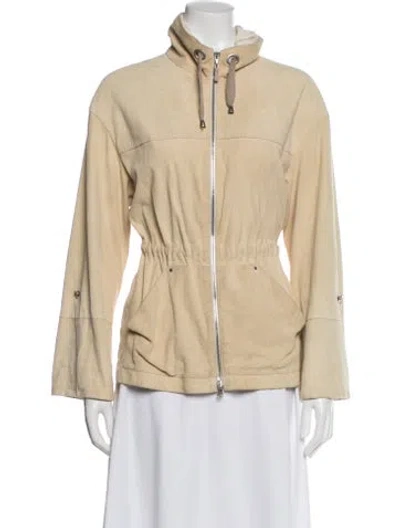 Pre-owned Brunello Cucinelli Leather Jacket In Yellow