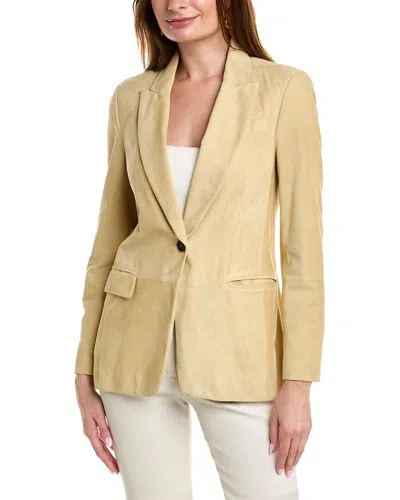 Brunello Cucinelli Leather Jacket In Beige