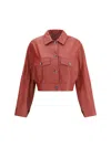 Brunello Cucinelli Cropped Leather Jacket With Patch Pockets