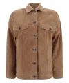 Brunello Cucinelli Suede Leather Jacket In Brown
