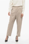 BRUNELLO CUCINELLI LEATHER JOGGERS WITH VISIBLE STITCHES