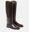 Brunello Cucinelli Monili Leather Knee-high Boots In Brown