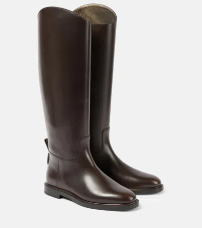 Brunello Cucinelli Leather Knee-high Boots In Brown