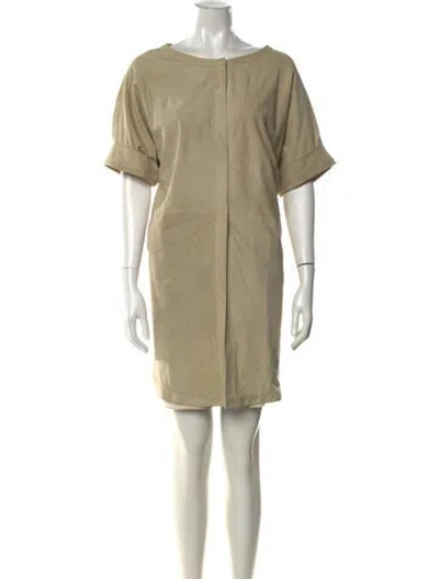 Pre-owned Brunello Cucinelli Leather Knee-length Dress In Neutral