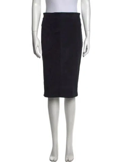 Pre-owned Brunello Cucinelli Leather Knee-length Skirt In Blue