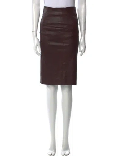 Pre-owned Brunello Cucinelli Leather Knee-length Skirt In Brown