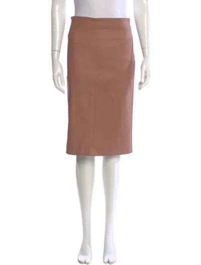 Pre-owned Brunello Cucinelli Leather Knee-length Skirt In Brown