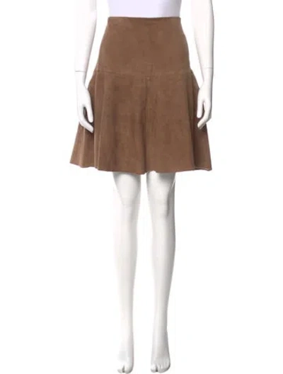 Pre-owned Brunello Cucinelli Leather Knee-length Skirt In Brown