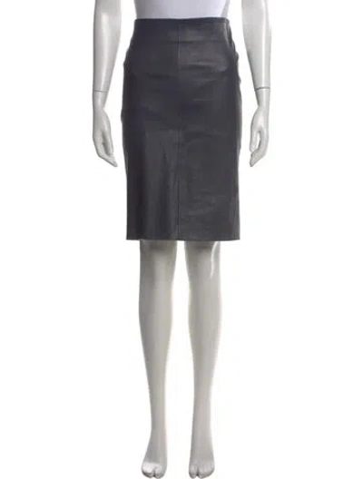 Pre-owned Brunello Cucinelli Leather Knee-length Skirt In Gray