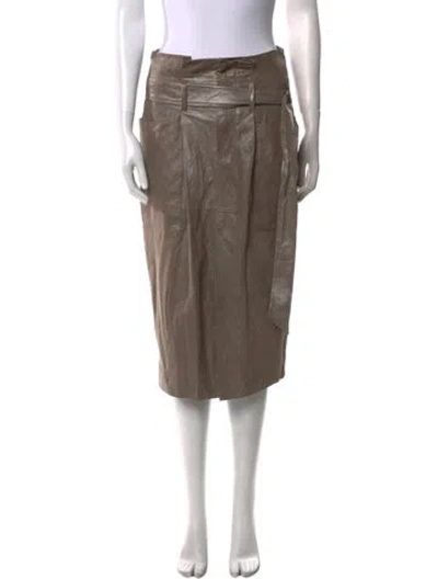 Pre-owned Brunello Cucinelli Leather Knee-length Skirt W/ Tags