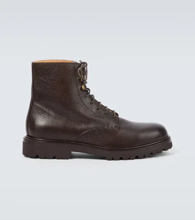 Brunello Cucinelli Leather Lace-up Boots In Brown