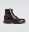 Brunello Cucinelli Leather Lace-up Boots In Marrone