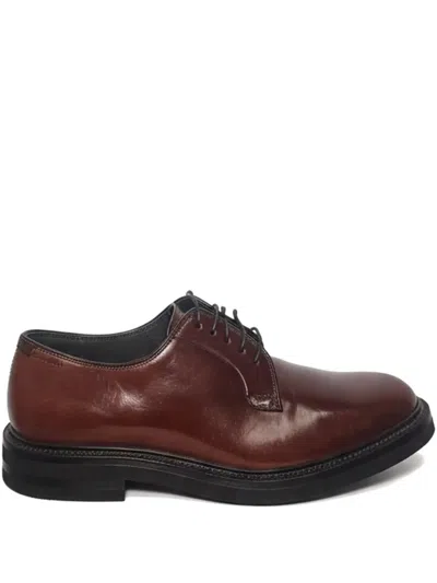 Brunello Cucinelli Leather Lace-up Derby Shoes In Brown