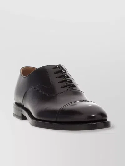 Brunello Cucinelli Leather Lace-up Shoes Cap Toe In C8455 Dark Brown