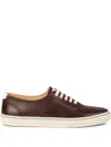 Brunello Cucinelli Leather Lace-up Sneakers In Brown