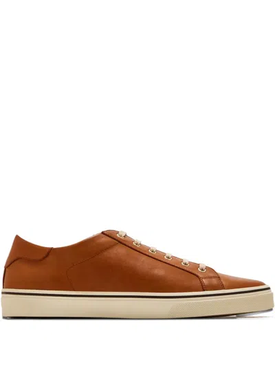 Brunello Cucinelli Leather Lace-up Sneakers In Brown