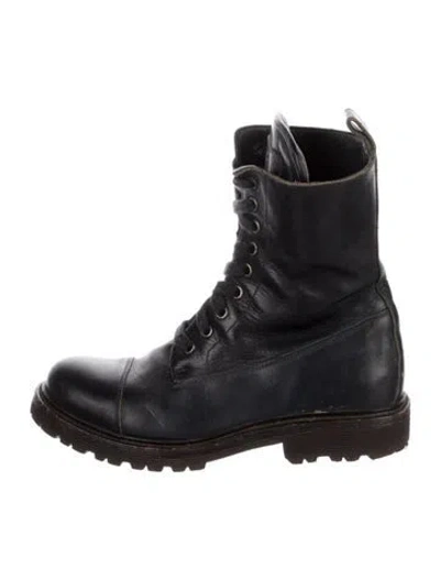 Pre-owned Brunello Cucinelli Leather Lace-up Boots In Black