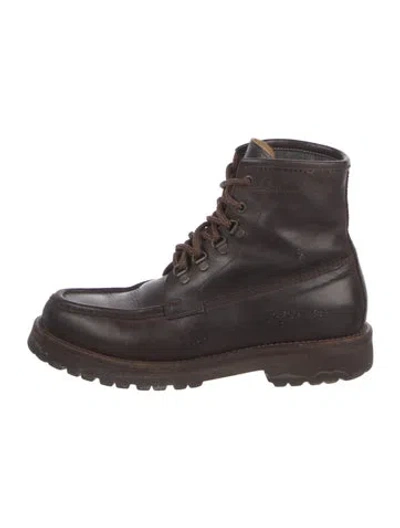 Pre-owned Brunello Cucinelli Leather Lace-up Boots In Brown