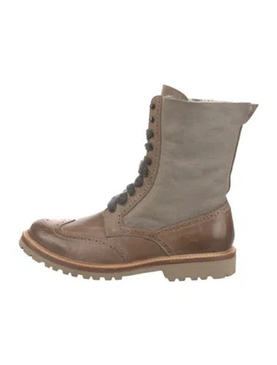 Pre-owned Brunello Cucinelli Leather Lace-up Boots In Brown