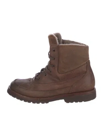 Pre-owned Brunello Cucinelli Leather Lace-up Boots In Brown