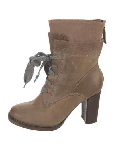 Pre-owned Brunello Cucinelli Leather Lace-up Boots In Gray