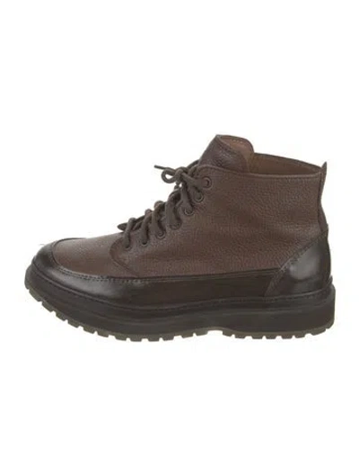 Pre-owned Brunello Cucinelli Leather Lace-up Boots In Multi