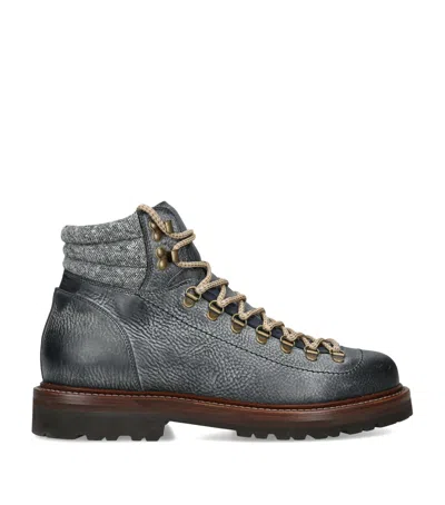 Brunello Cucinelli Leather Lace-up Hiker Boots In Multi