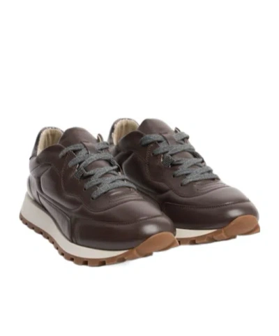 Brunello Cucinelli Woman Sneakers Dark Brown Size 8 Leather