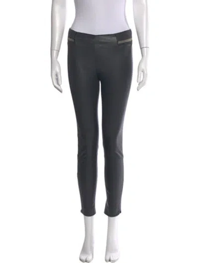 Pre-owned Brunello Cucinelli Leather Leggings Pants In Gray