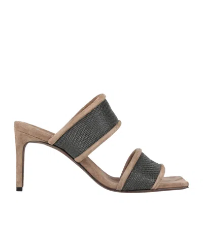 Brunello Cucinelli Leather Lining Sandals In Black