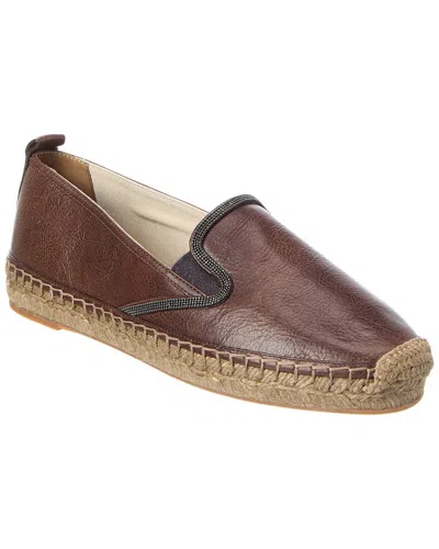 Brunello Cucinelli Leather Loafer In Animal Print