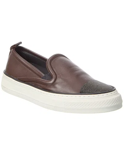 Brunello Cucinelli Leather Loafer In Animal Print