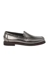 Brunello Cucinelli Leather Loafers In Metallic