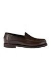 Brunello Cucinelli Round Toe Leather Loafers With Stitched Detailing In Black