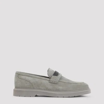 Brunello Cucinelli Leather Loafers In Gray
