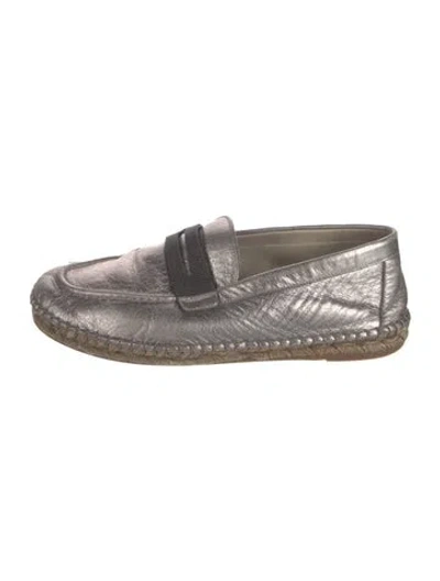 Pre-owned Brunello Cucinelli Leather Loafers In Grey/metallic