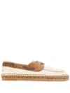 Brunello Cucinelli Leather Loafers With Jewel Insert And Espadrille Sole In White