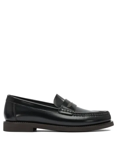 BRUNELLO CUCINELLI BRUNELLO CUCINELLI LEATHER LOAFERS WITH JEWEL DETAILING